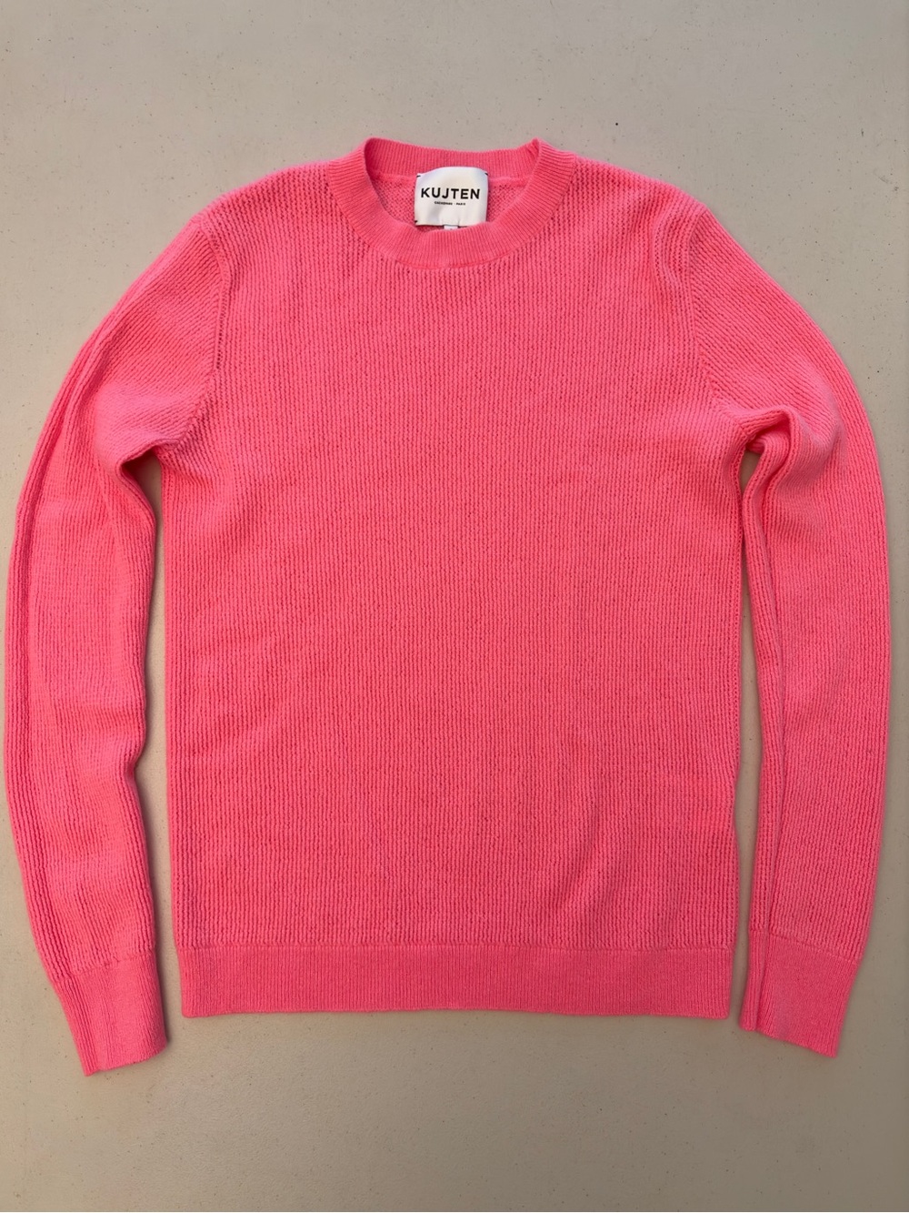 KUJTEN Paris Hot Pink 100% Cashmere Crewneck Sweater Size 2